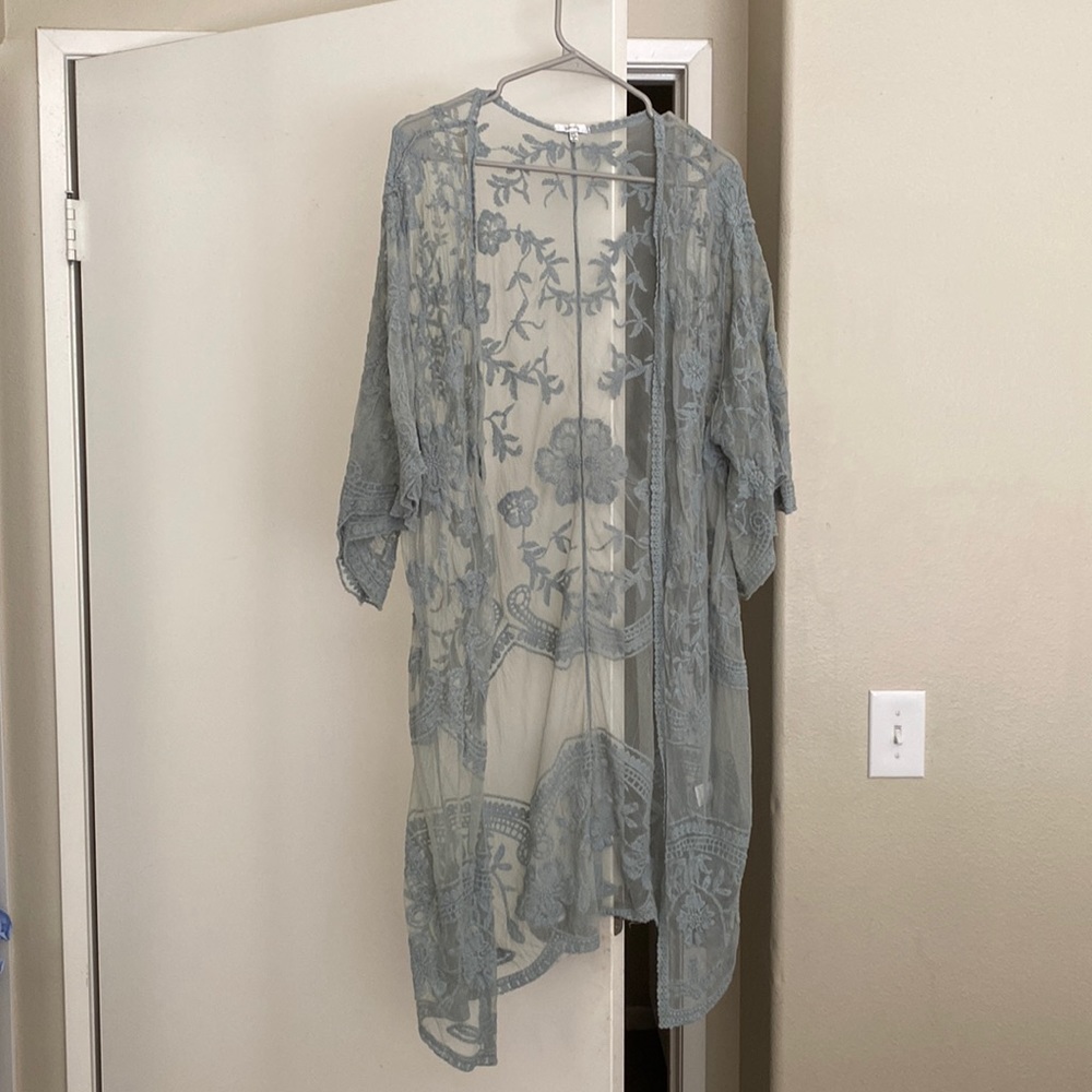 Pink blush mesh lace cover up